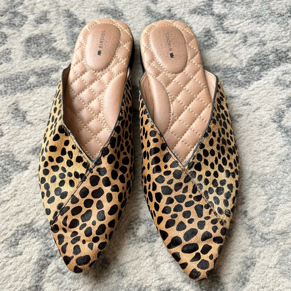 Birdies The Swan Cheetah Print Mules Tan and Black - Picture 1 of 4
